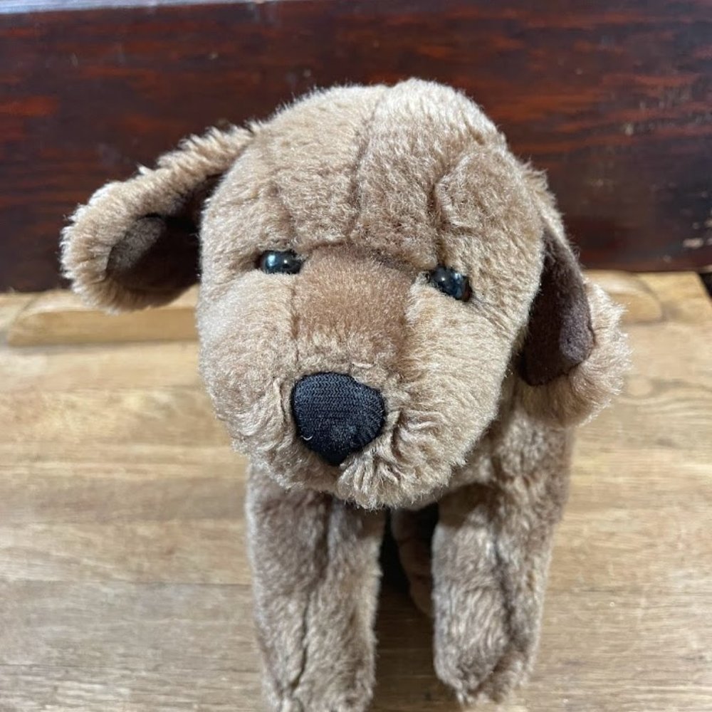 Jaag Plush Brown Sitting Dog Chocolate Lab Retriever Vintage Brown Dog Plush
